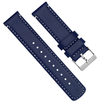 Withings Nokia Activité and Steel HR | Navy Blue Leather & Linen White Stitching - Barton Watch Bands
