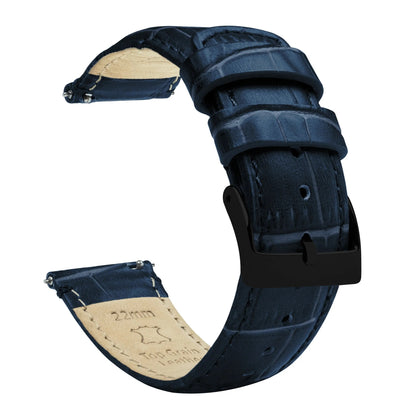 Samsung Galaxy Watch3 | Navy Blue Alligator Grain Leather - Barton Watch Bands