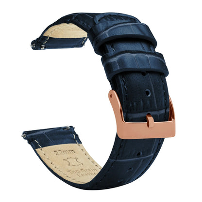 Samsung Galaxy Watch5 | Navy Blue Alligator Grain Leather - Barton Watch Bands