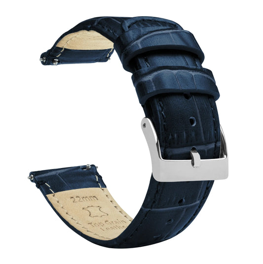 Samsung Galaxy Watch4 | Navy Blue Alligator Grain Leather - Barton Watch Bands