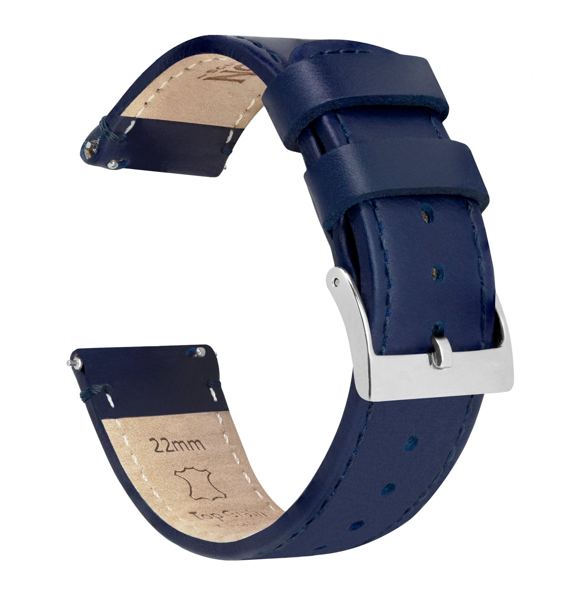 Samsung Galaxy Watch5 | Navy Blue Leather & Stitching - Barton Watch Bands