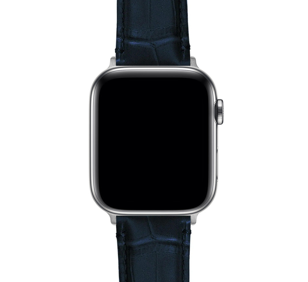 Apple Watch Navy Blue Alligator Grain Leather Watch Band Barton