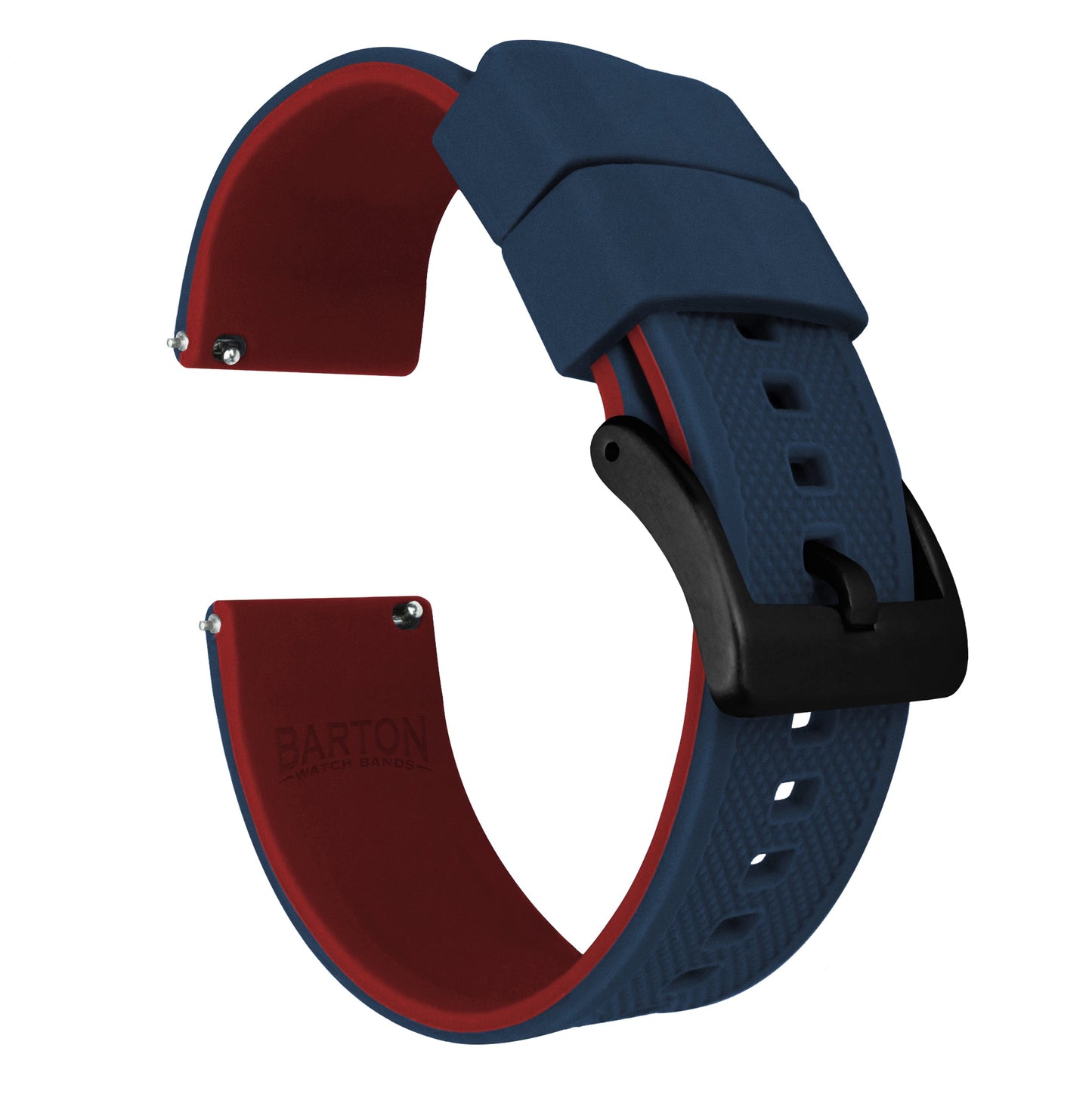 Samsung Galaxy Watch5 | Elite Silicone | Navy Blue Top / Crimson Red Bottom - Barton Watch Bands