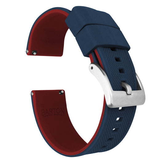 Fossil Sport | Elite Silicone | Navy Blue Top / Crimson Red Bottom - Barton Watch Bands