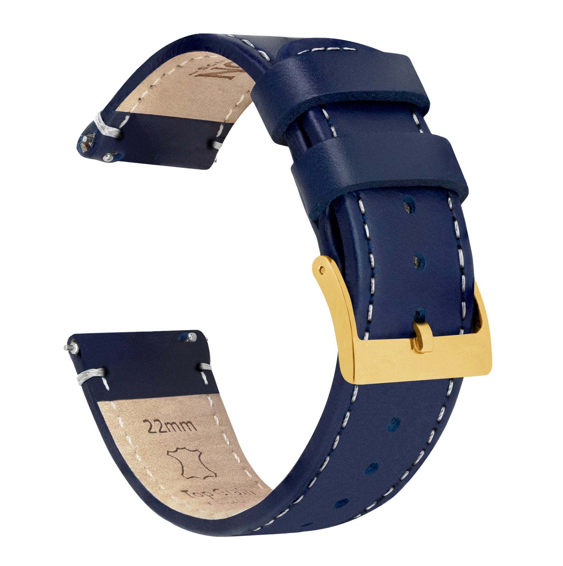 Navy Blue Leather | Linen Stitching - Barton Watch Bands