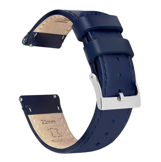 Navy Blue Leather | Navy Blue Stitching - Barton Watch Bands