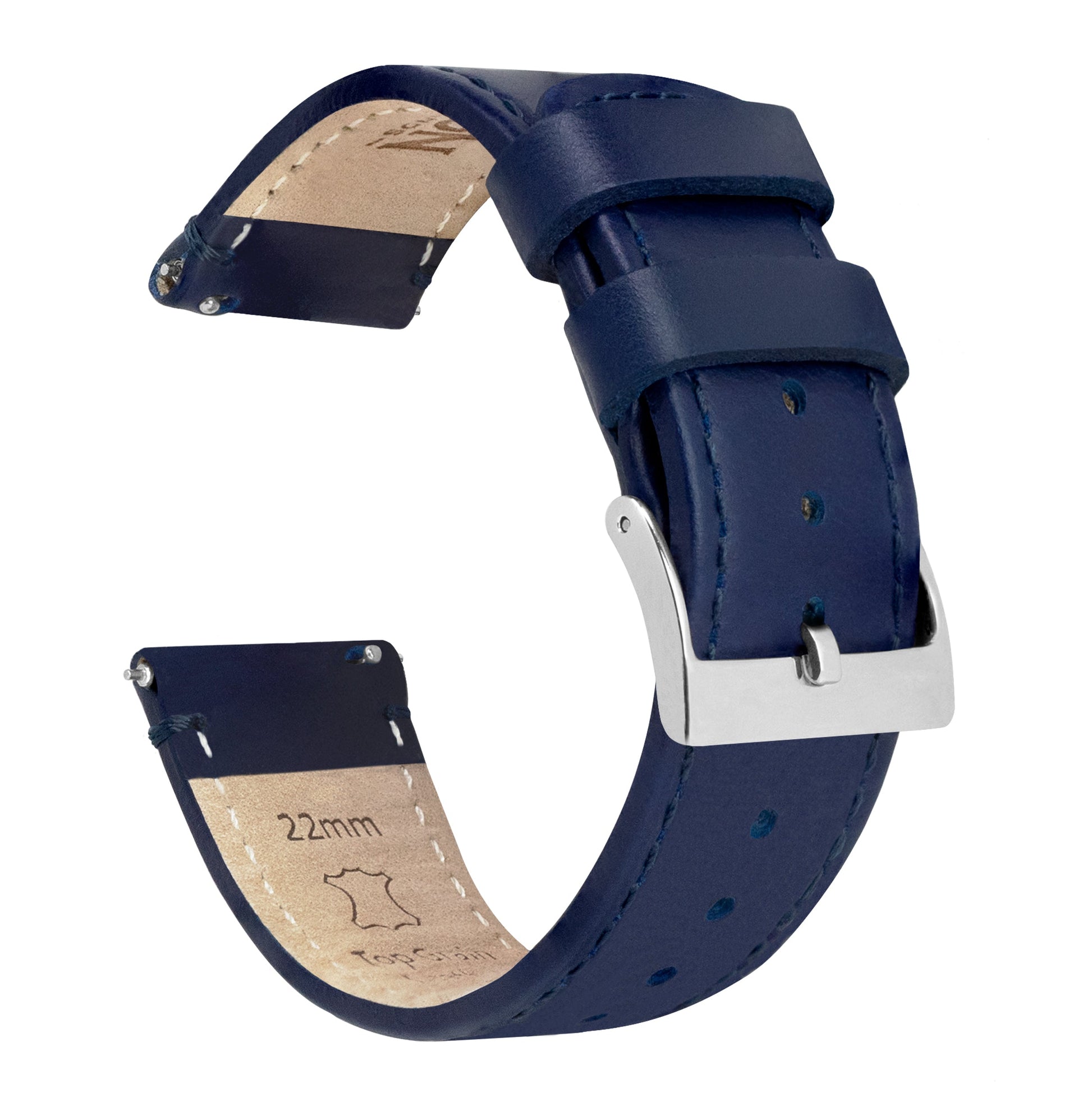 MOONSWATCH Bip | Navy Blue Leather & Stitching - Barton Watch Bands
