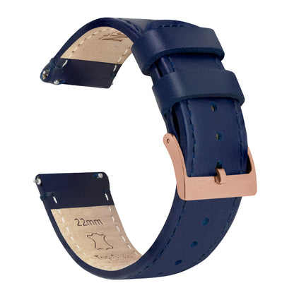 Navy Blue Leather | Navy Blue Stitching - Barton Watch Bands