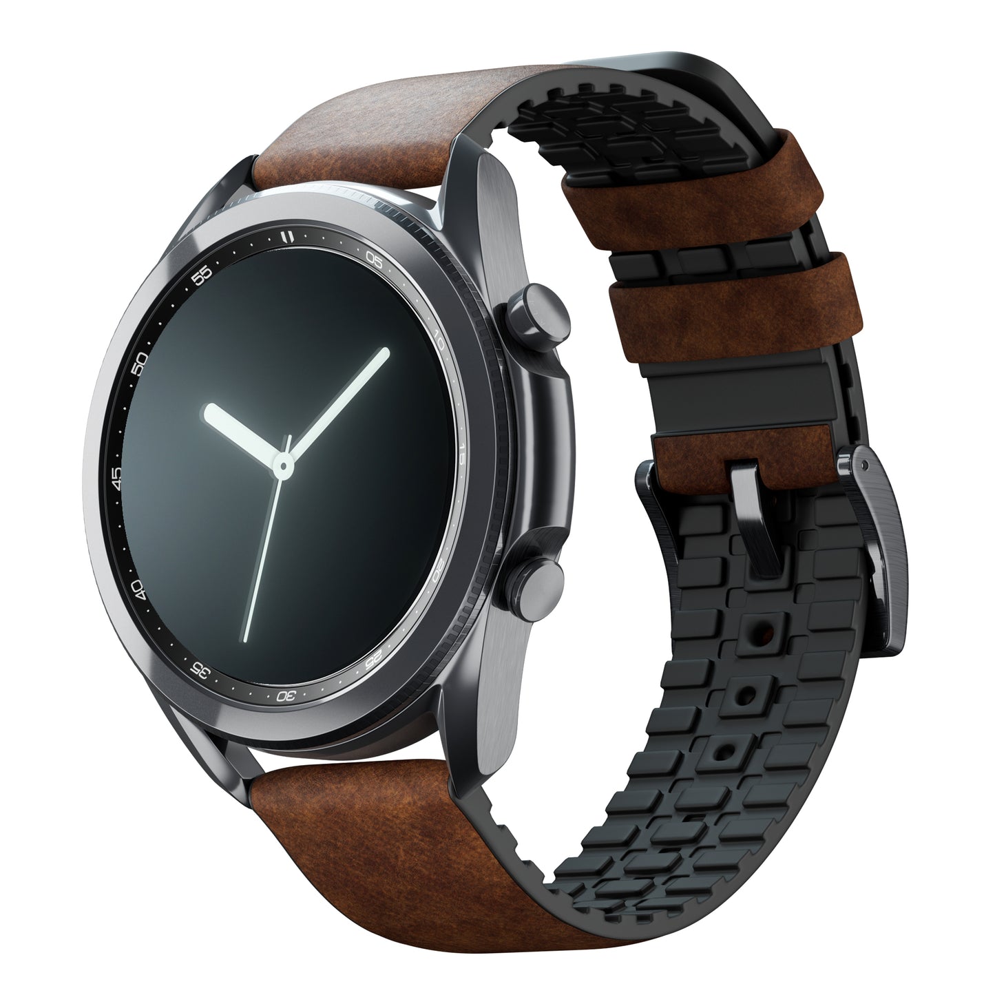 Samsung Galaxy Watch3 | Leather and Rubber Hybrid | Oak Brown - Barton Watch Bands