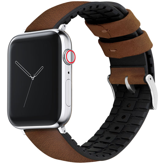 Apple Watch | Oak Brown Leather and Rubber Hybrid - Barton Watch Bands