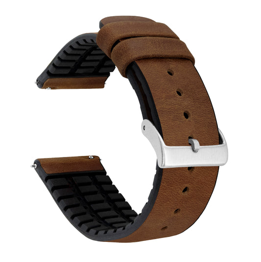 Samsung Galaxy Watch | Leather and Rubber Hybrid | Oak Brown - Barton Watch Bands