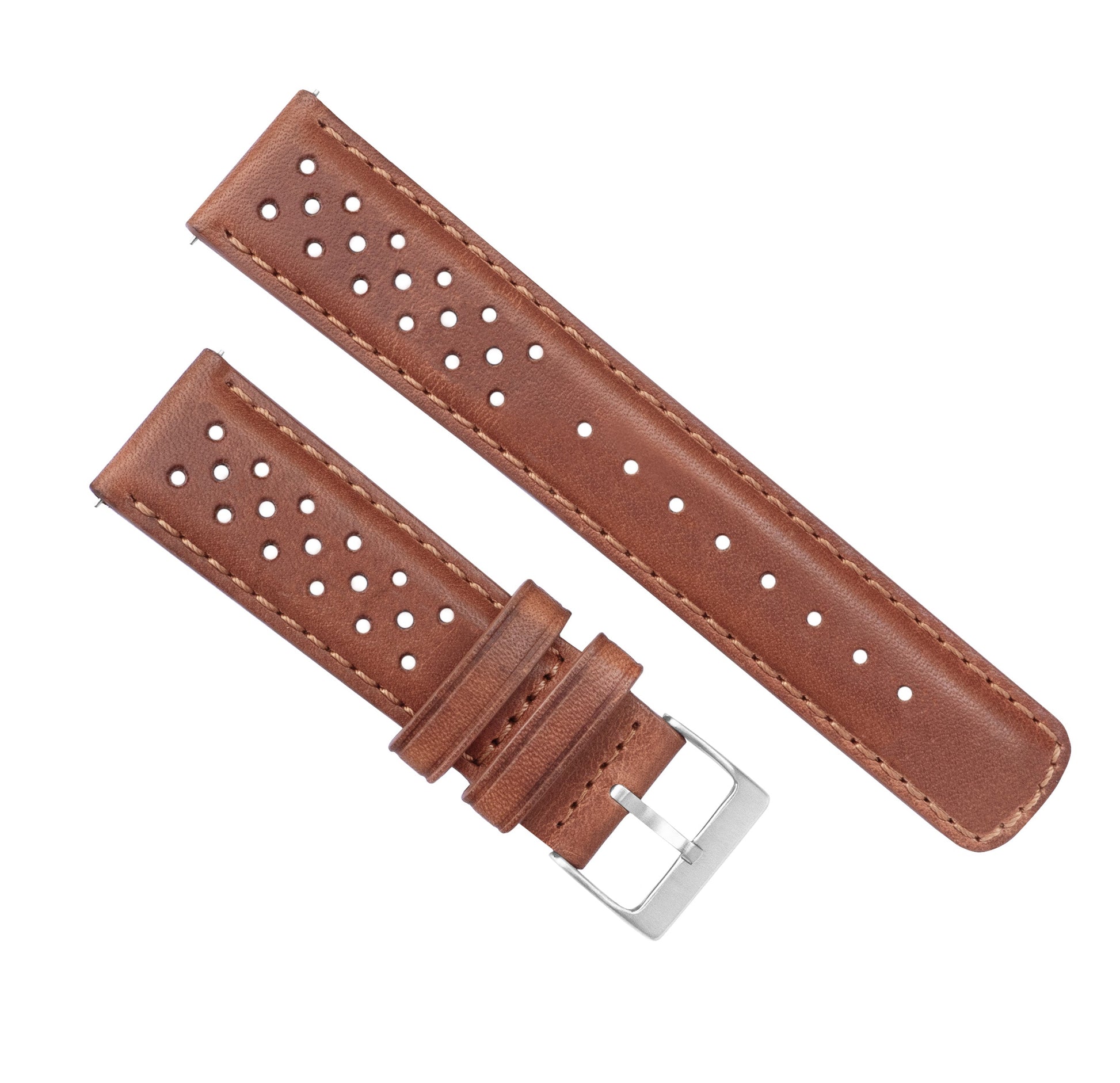 Samsung Galaxy Watch5 | Racing Horween Leather | Caramel Brown - Barton Watch Bands