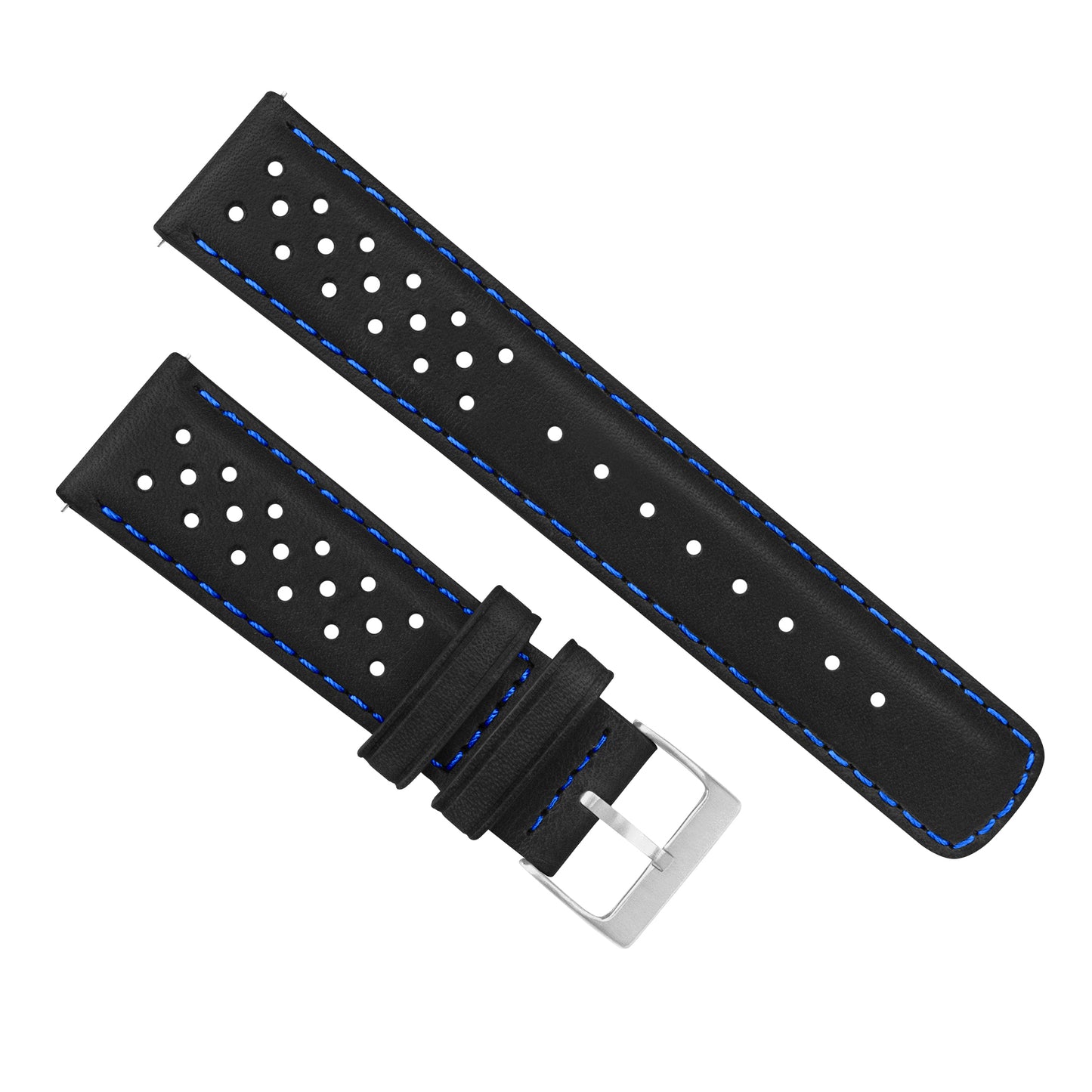 Amazfit Bip Racing Horween Leather Black Blue Stitch Watch Band