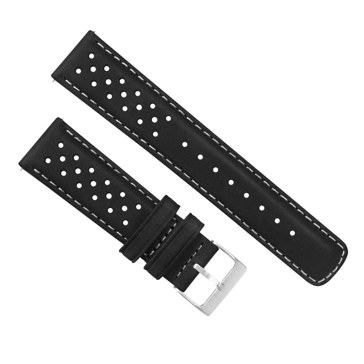 Omega Moonswatch Racing Horween Leather Black Linen Stitch Watch Band