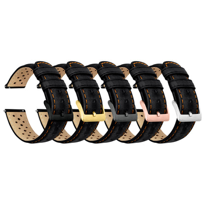 Black Orange Stitch Racing Horween Leather Watch Band (18mm SALE)