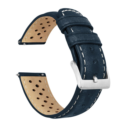 Fossil Q Racing Horween Leather Navy Blue Linen Stitch Watch Band