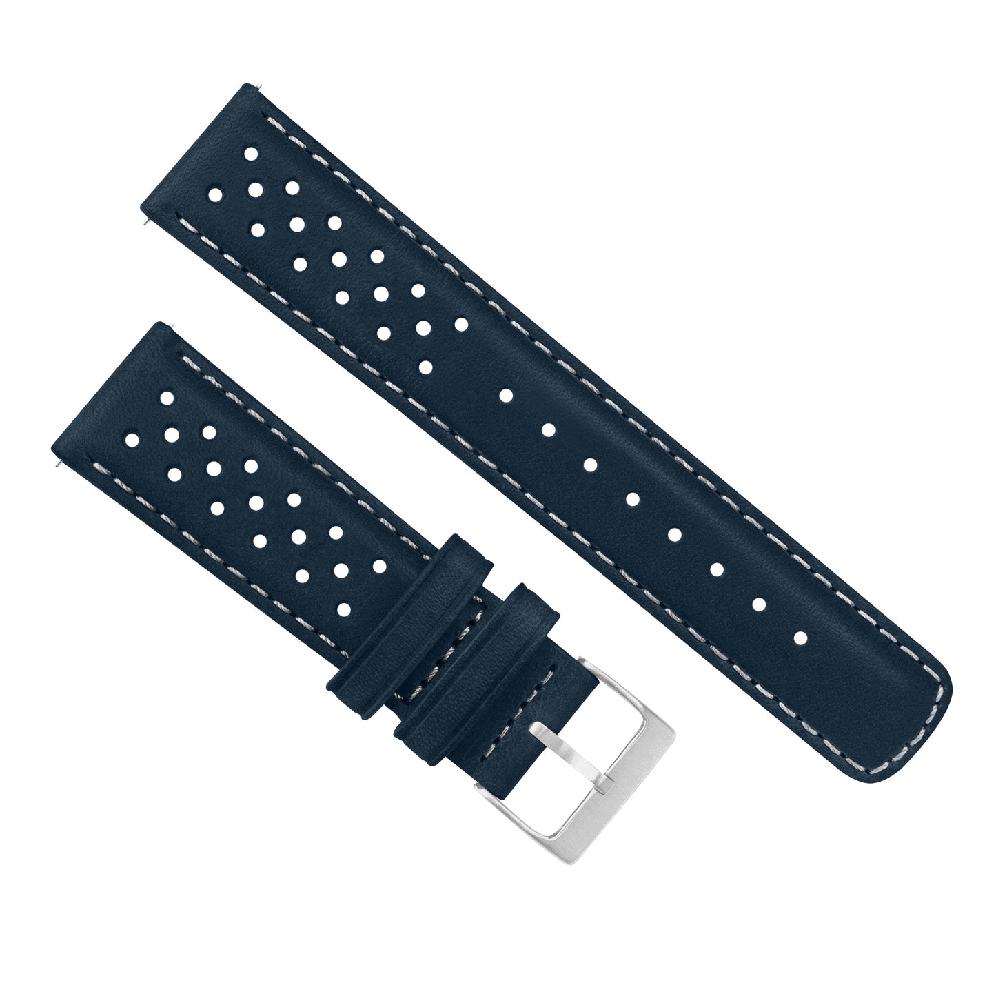 Fossil Gen 5 Racing Horween Leather Navy Blue Linen Stitch Watch Band