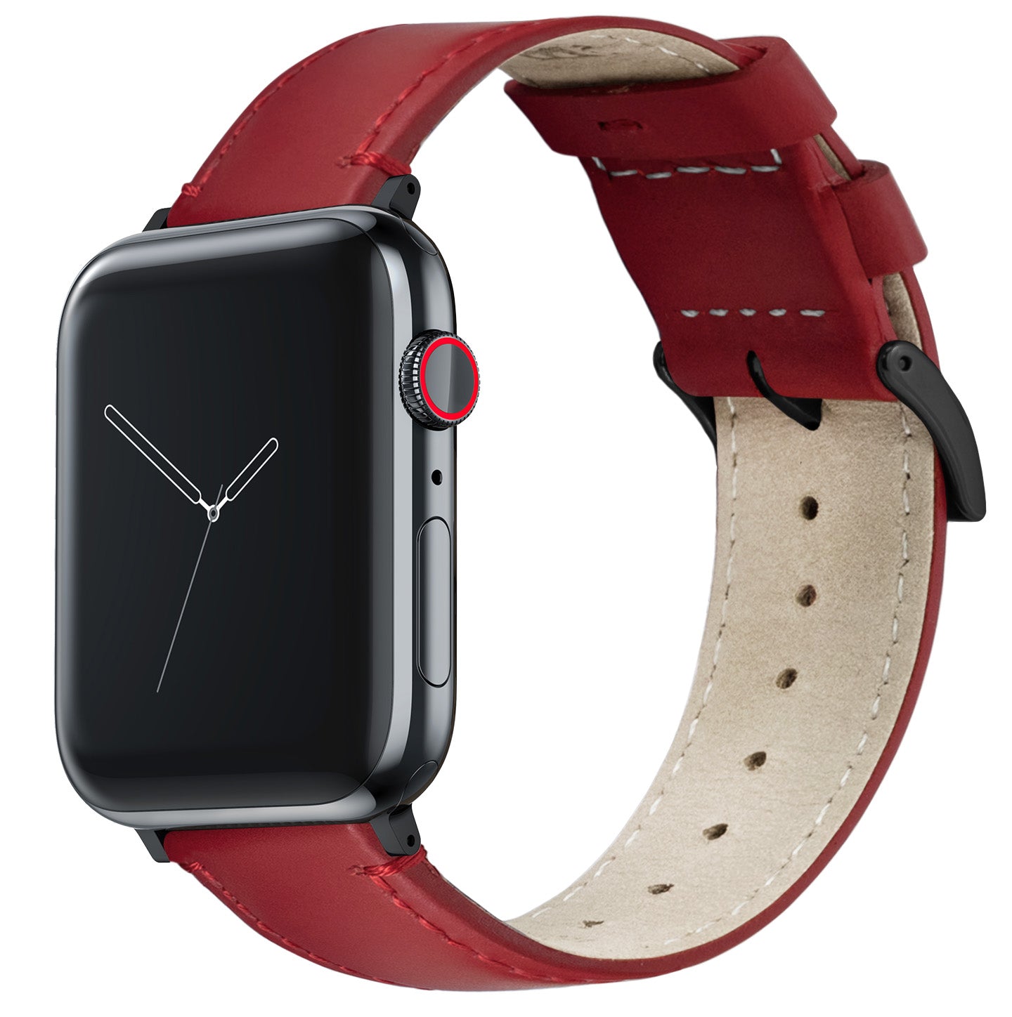 Apple Watch | Red Leather & Stitching - Barton Watch Bands