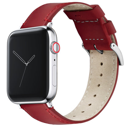 Apple Watch | Red Leather & Stitching - Barton Watch Bands