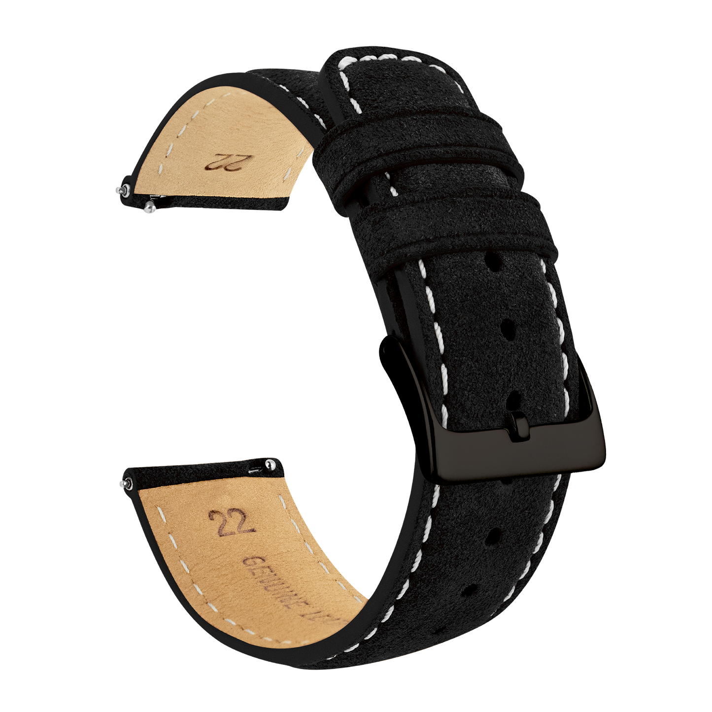 Samsung Galaxy Watch5 Black Suede Beige Stitching Watch Band