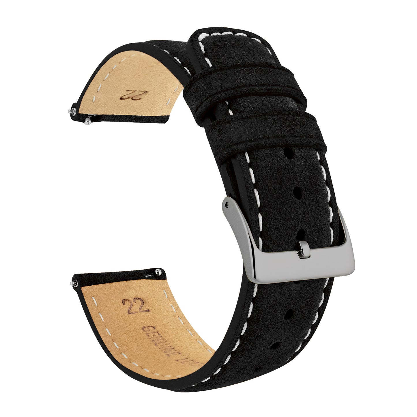 Black Suede | Beige Stitching - Barton Watch Bands