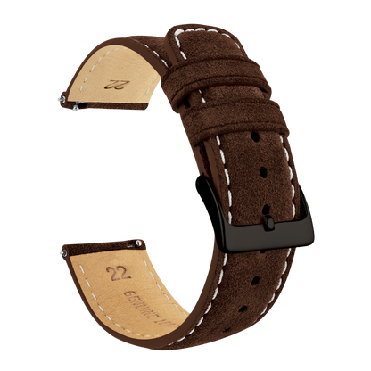 Samsung Galaxy Watch5 Chocolate Brown Suede Beige Stitching Watch Band