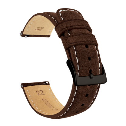 Samsung Galaxy Watch4 Chocolate Brown Suede Beige Stitching Watch Band