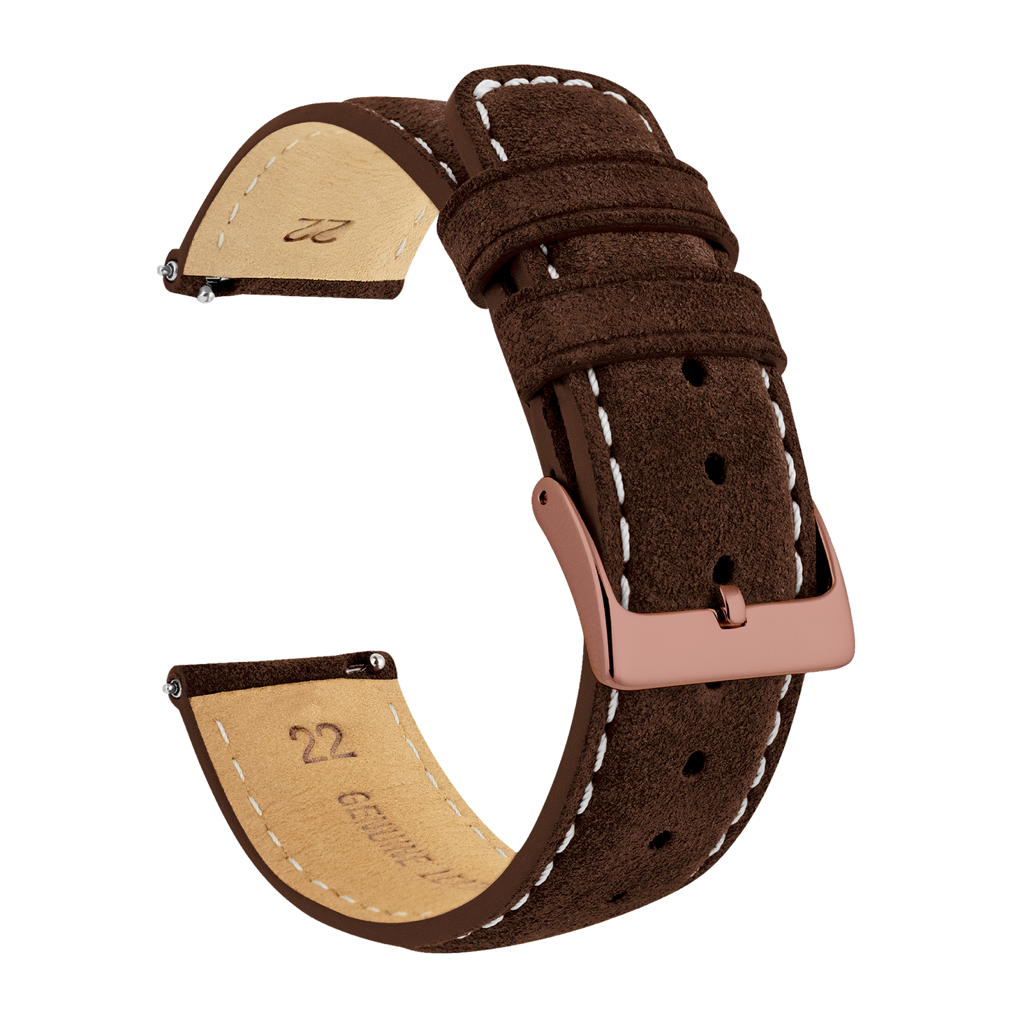 Samsung Galaxy Watch5 Chocolate Brown Suede Beige Stitching Watch Band