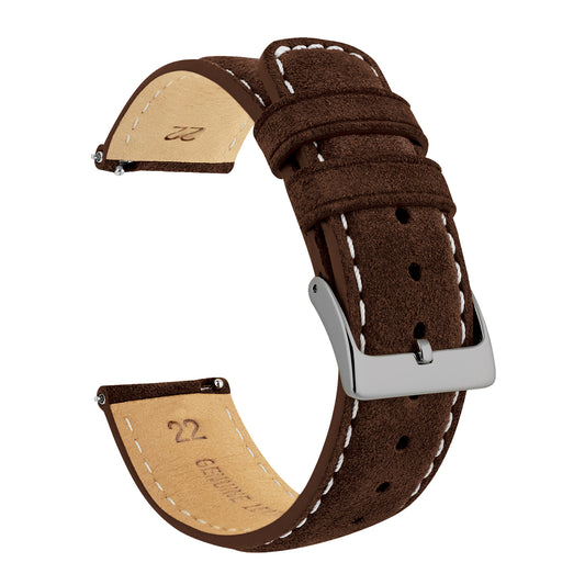 Gear S3 Classic Frontier Chocolate Brown Suede Beige Stitching Watch Band