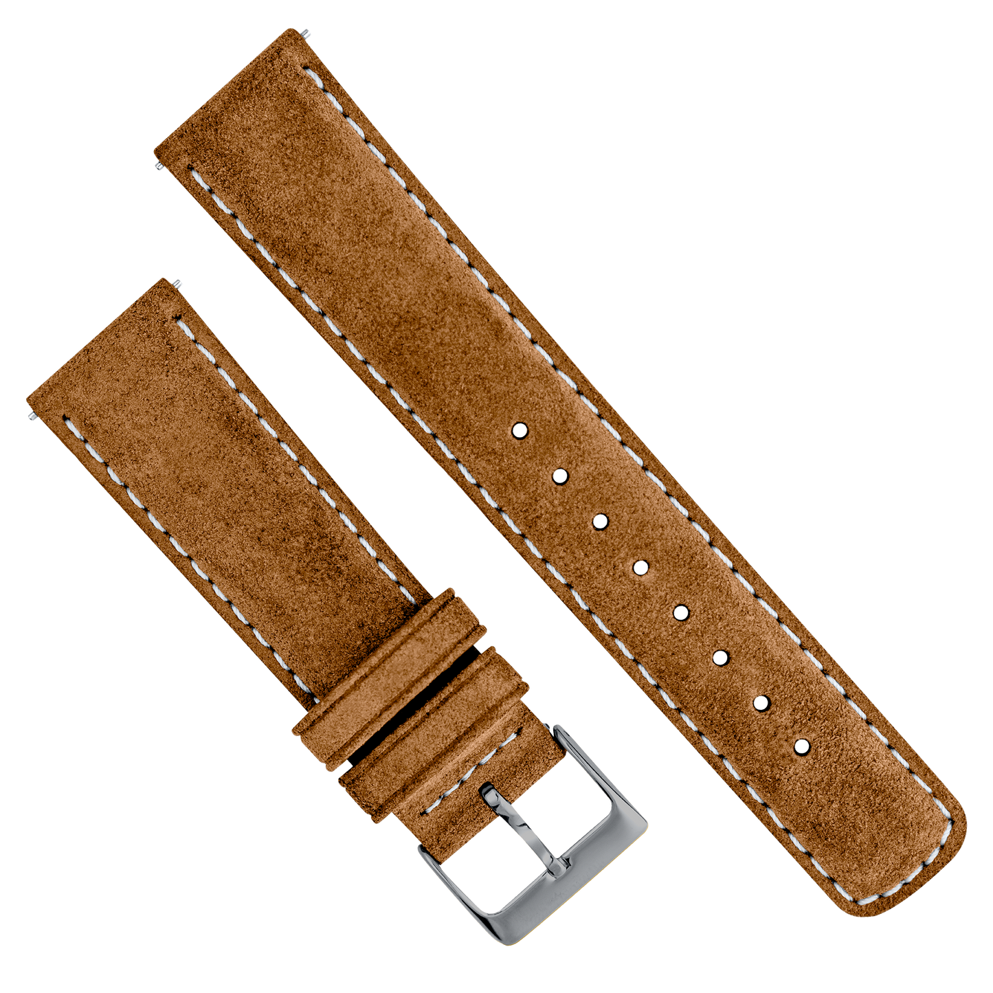 Cognac Brown Suede | Beige Stitching - Barton Watch Bands
