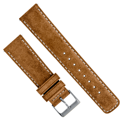 Cognac Brown Suede | Beige Stitching - Barton Watch Bands