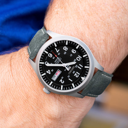 Slate Grey Suede | Beige Stitching - Barton Watch Bands