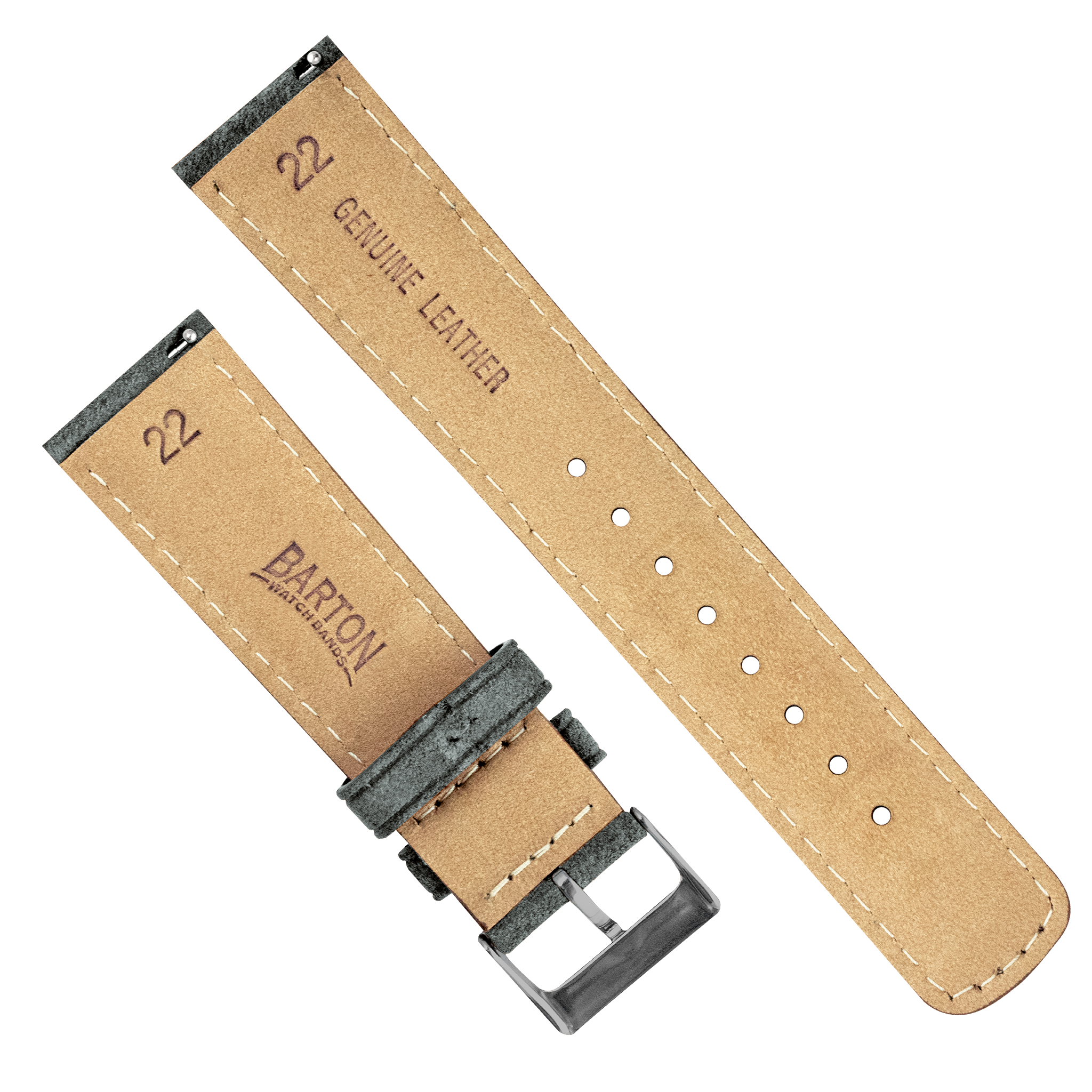 Slate Grey Suede | Beige Stitching - Barton Watch Bands