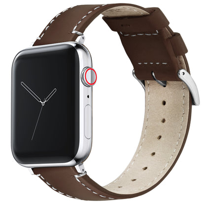 Apple Watch | Saddle Leather & Linen White Stitching - Barton Watch Bands