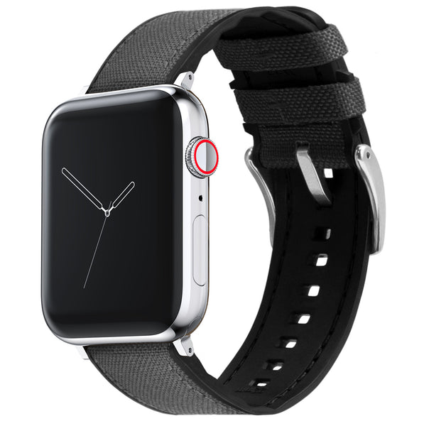 Apple Watch Smoke Grey Cordura Fabric and Silicone Hybrid Watch Band