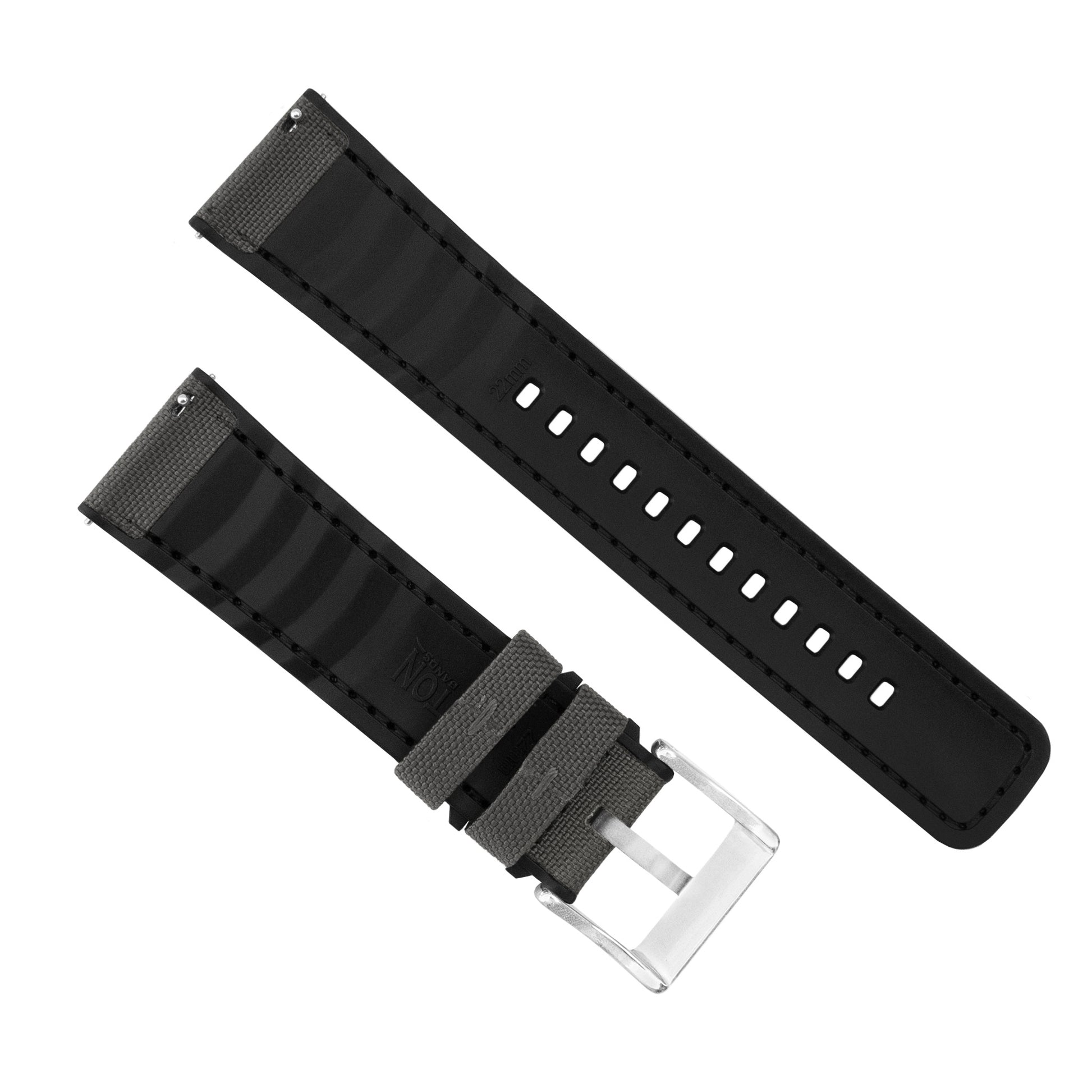 Samsung Galaxy Watch | Cordrua Fabric & Silicone Hybrid | Smoke Grey - Barton Watch Bands