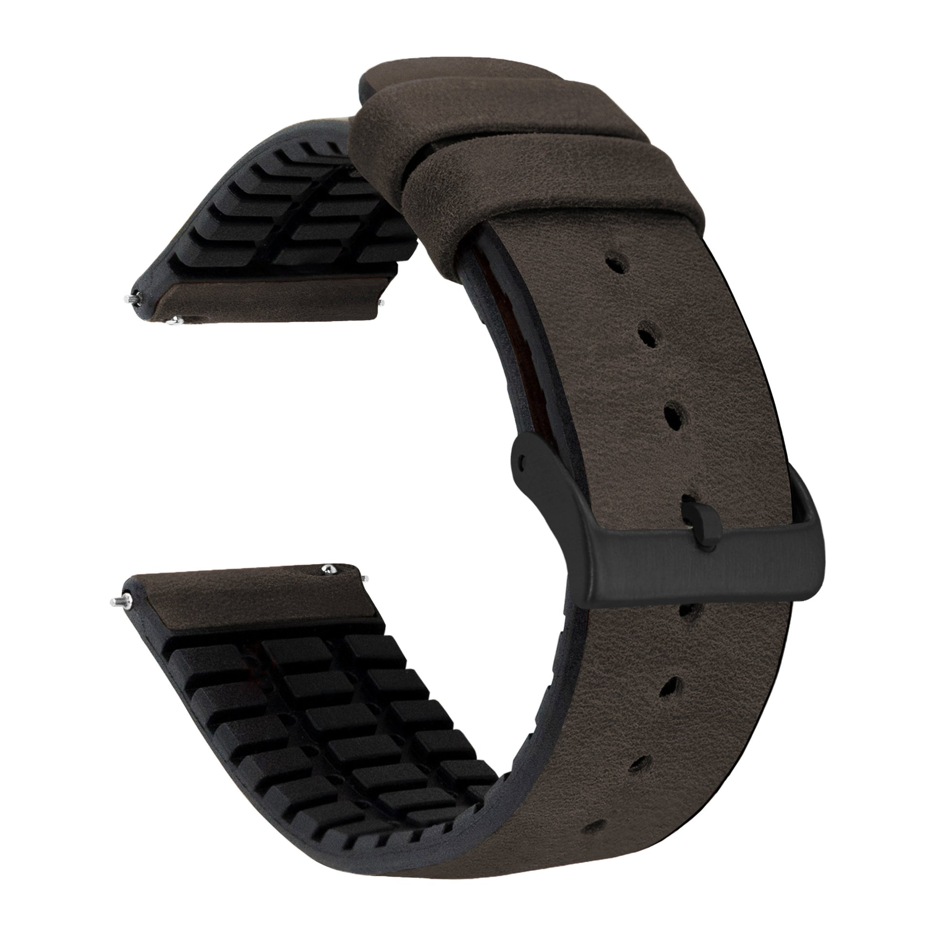 Fossil Sport | Leather and Rubber Hybrid | Smoke Brown - Barton Watch Bands