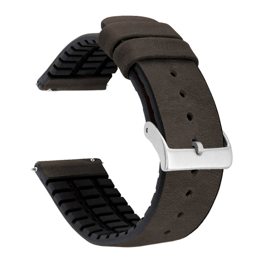 Mobvoi TicWatch | Leather and Rubber Hybrid | Smoke Brown - Barton Watch Bands