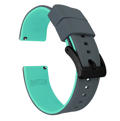 Samsung Galaxy Watch5 | Elite Silicone | Smoke Grey Top / Mint Green Bottom - Barton Watch Bands