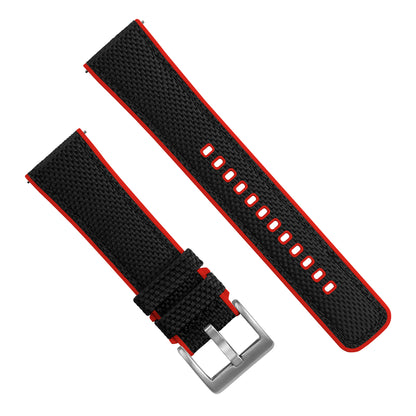 Black Cordura Fabric And Crimson Red Silicone Hybrid Watch Band