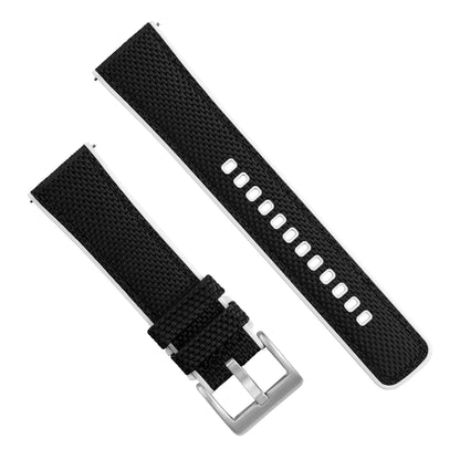 Black Cordura Fabric And White Silicone Hybrid Watch Band