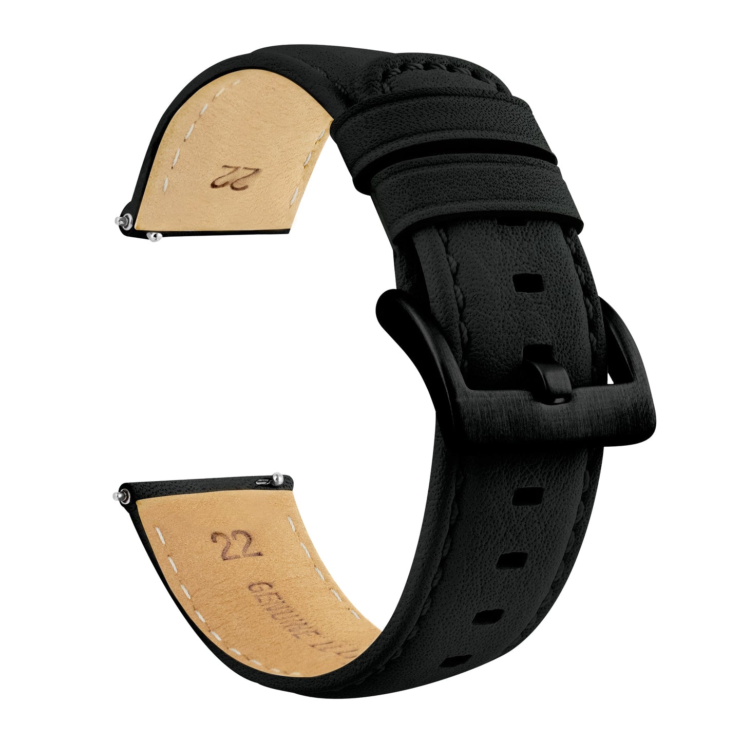 Samsung Galaxy Watch5 Black Pittards Performance Leather Black Stitching Watch Band