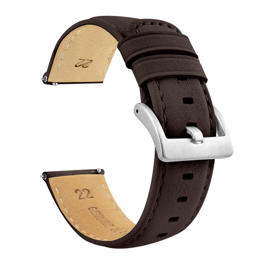 Samsung Galaxy Watch Active 2 Dark Brown Pittards Performance Leather Brown Stitching Watch Band