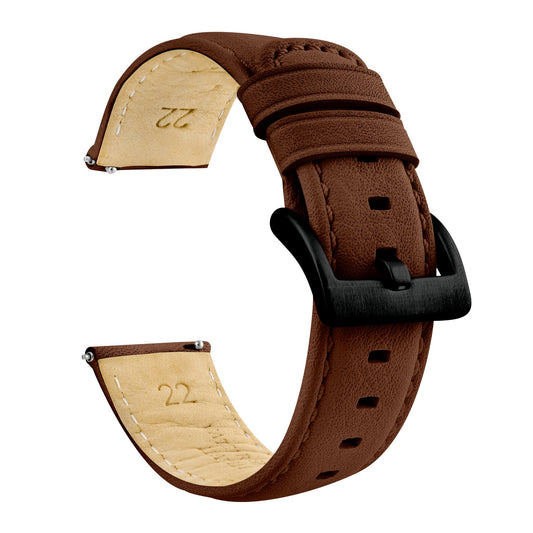Samsung Galaxy Watch Light Brown Pittards Performance Leather Brown Stitching Watch Band