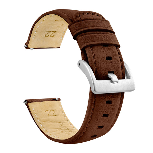 Samsung Galaxy Watch4 Light Brown Pittards Performance Leather Brown Stitching Watch Band