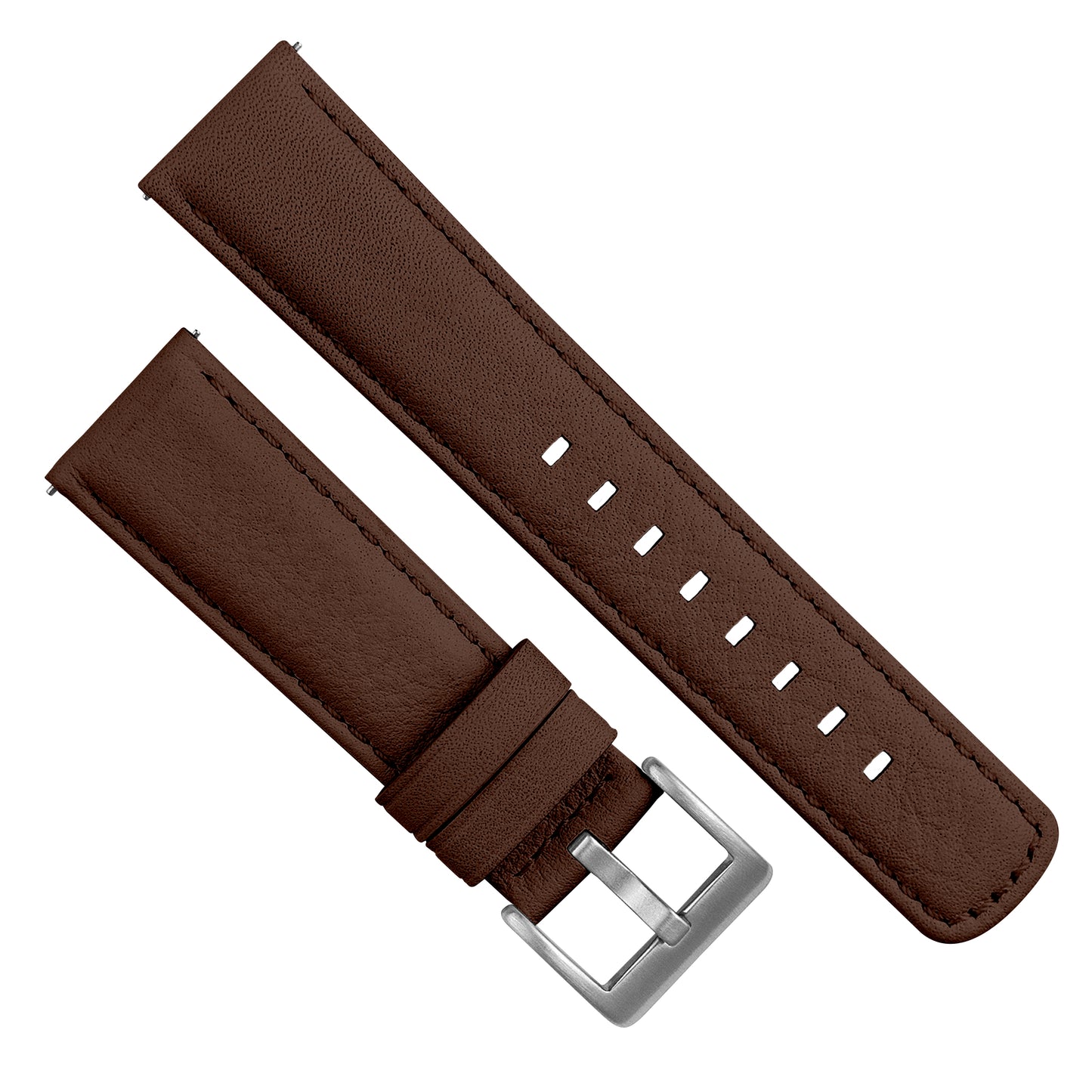Light Brown Water Resistant Leather Brown Stitching Watch Band