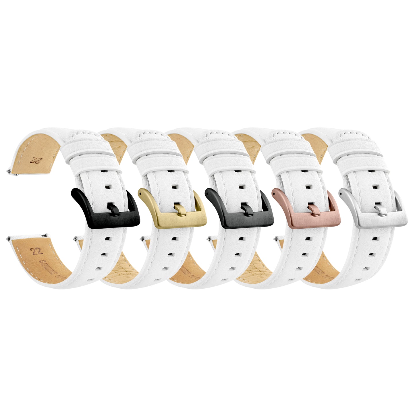 Fossil Q White Pittards Performance Leather White Stitching Watch Band