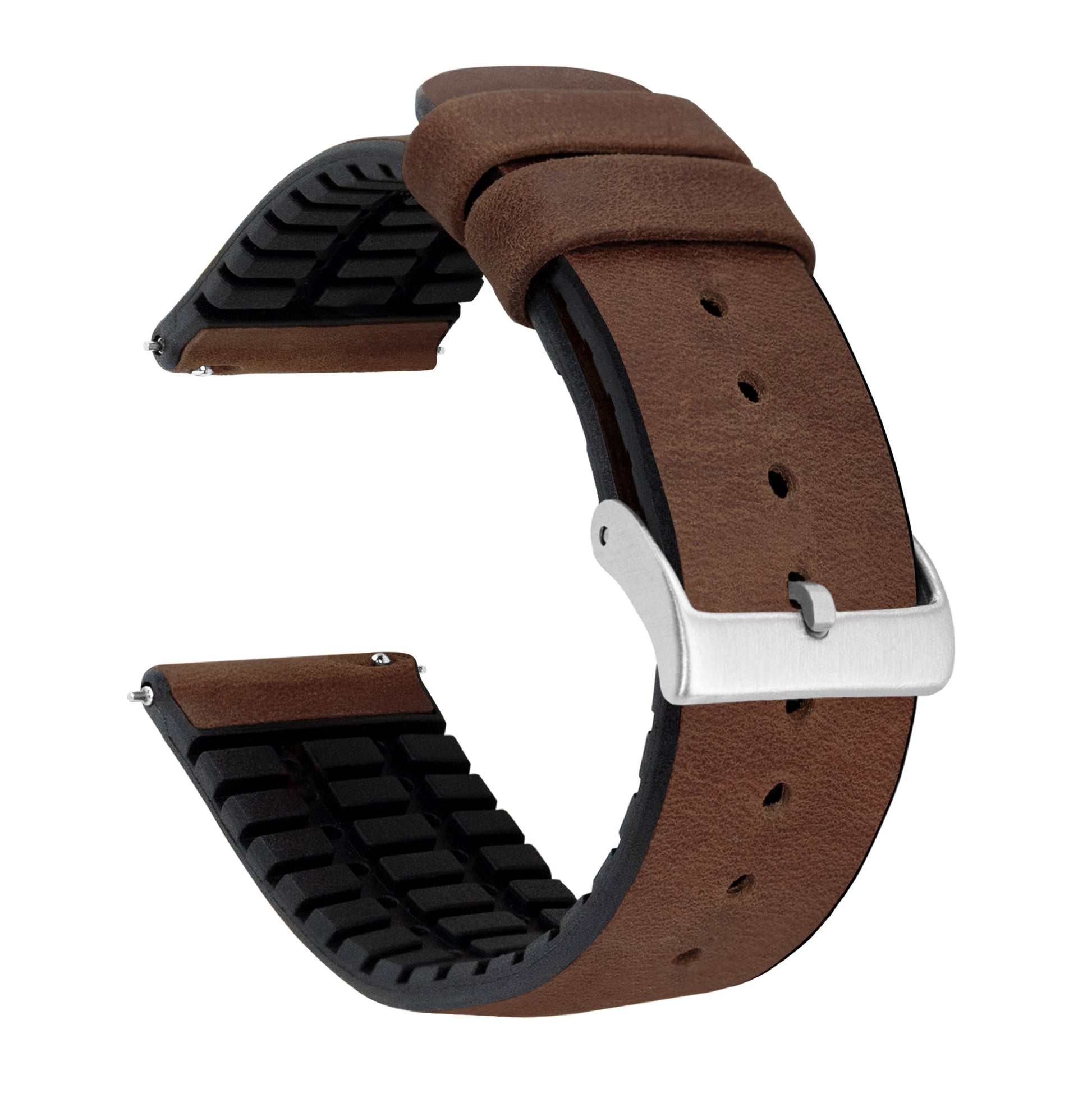 Zenwatch & Zenwatch 2 | Leather and Rubber Hybrid | Walnut Brown - Barton Watch Bands