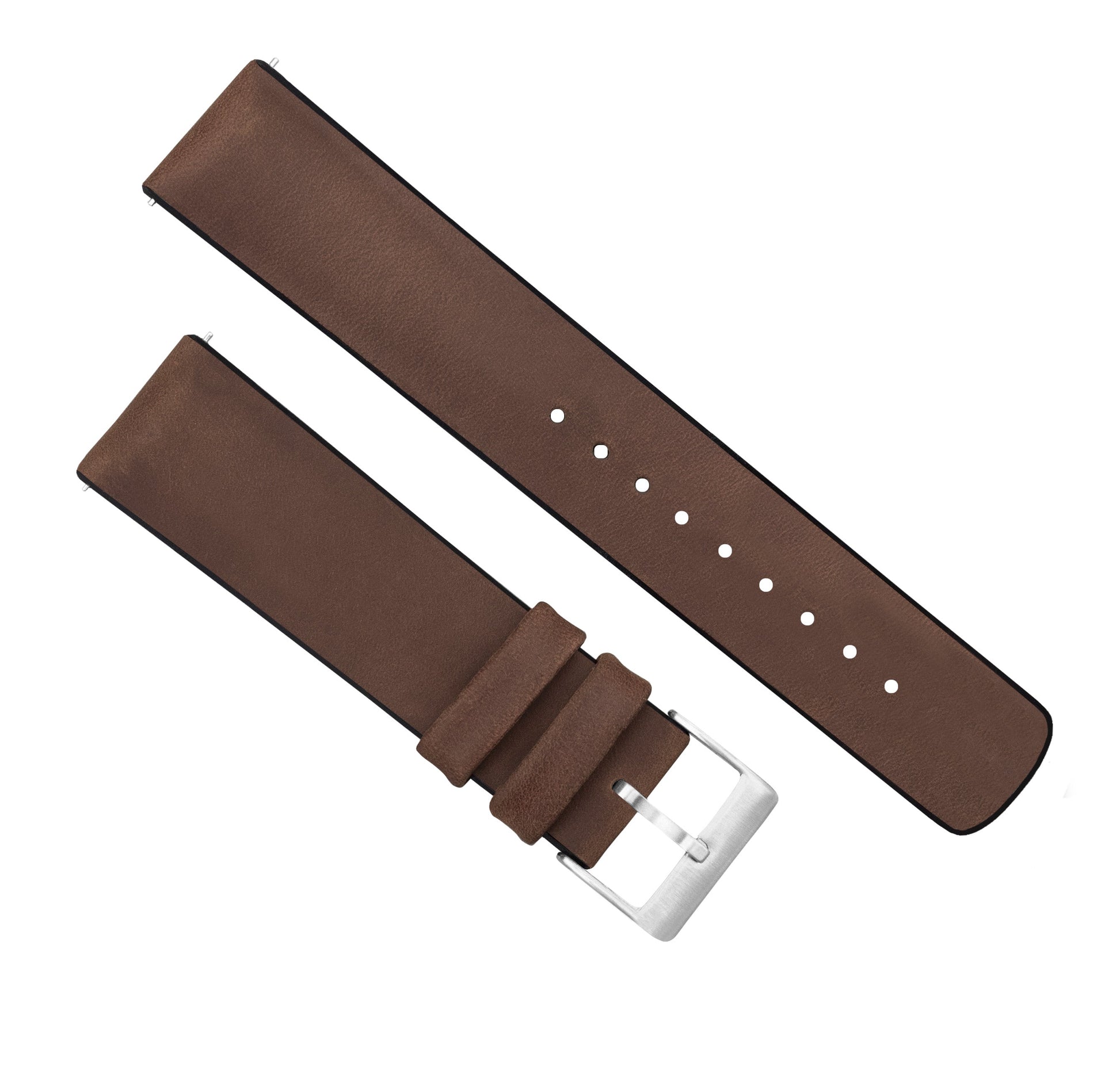 Samsung Galaxy Watch5 | Leather and Rubber Hybrid | Walnut Brown - Barton Watch Bands