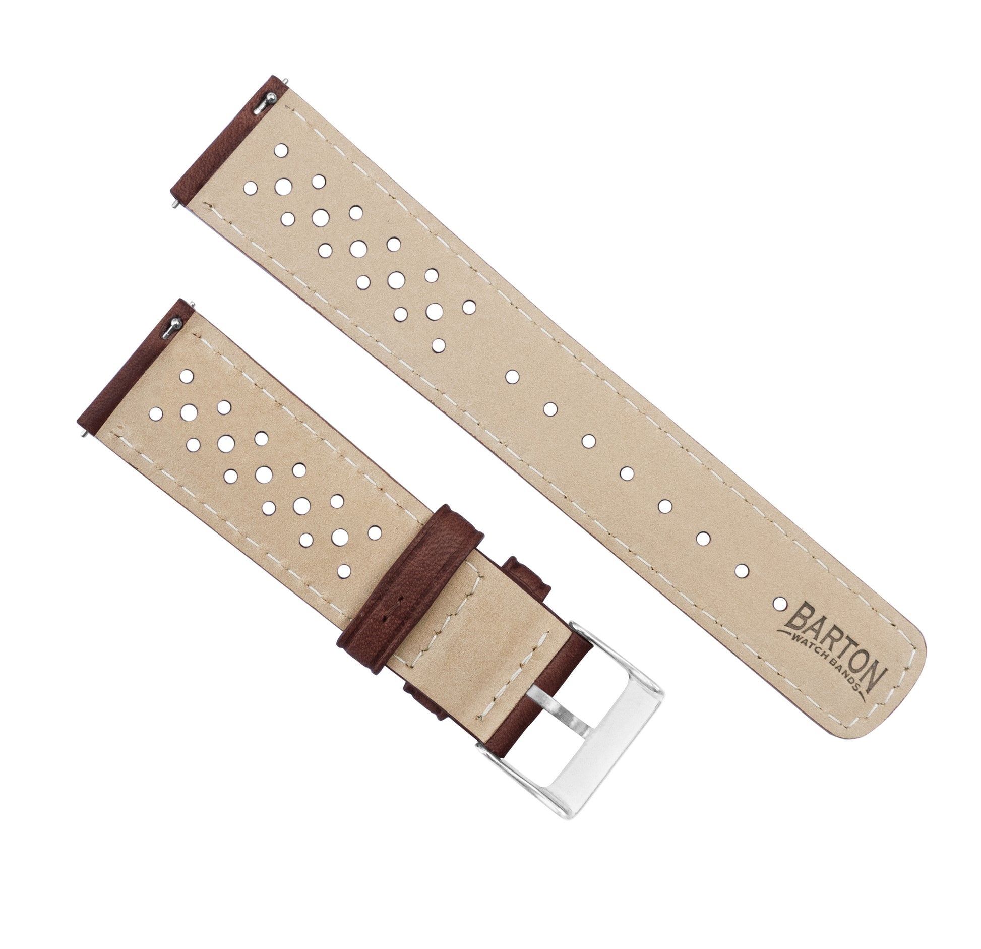 Leather watch strap  CLASSIC SMOOTH CHOCOLATE BROWN (tone-on-tone)